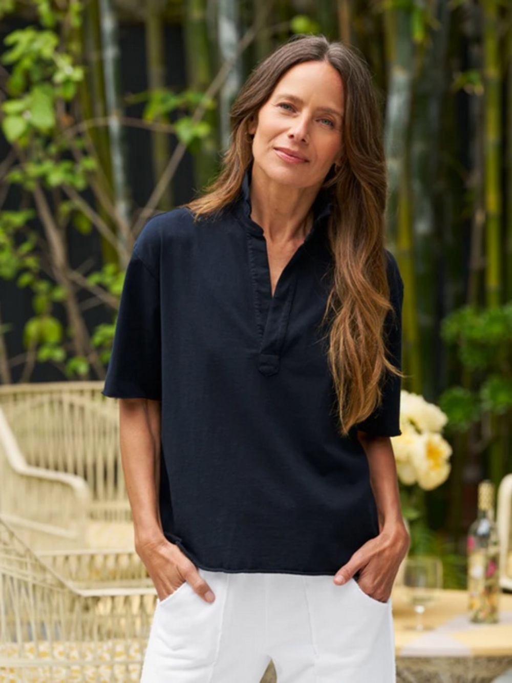Frank & Eileen Patty Short Sleeve Popover Henley British Royal Navy Size XS
